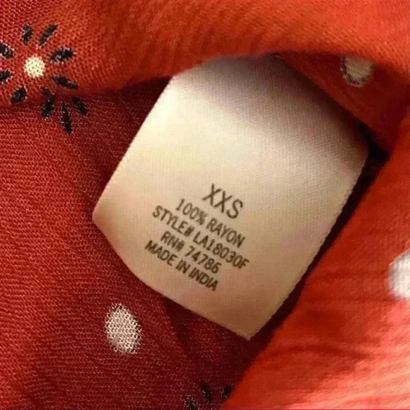 Francesca Harper 100% Rayon Burnt Orange Floral Button Down Shirt Size XXS - Picture 10 of 10
